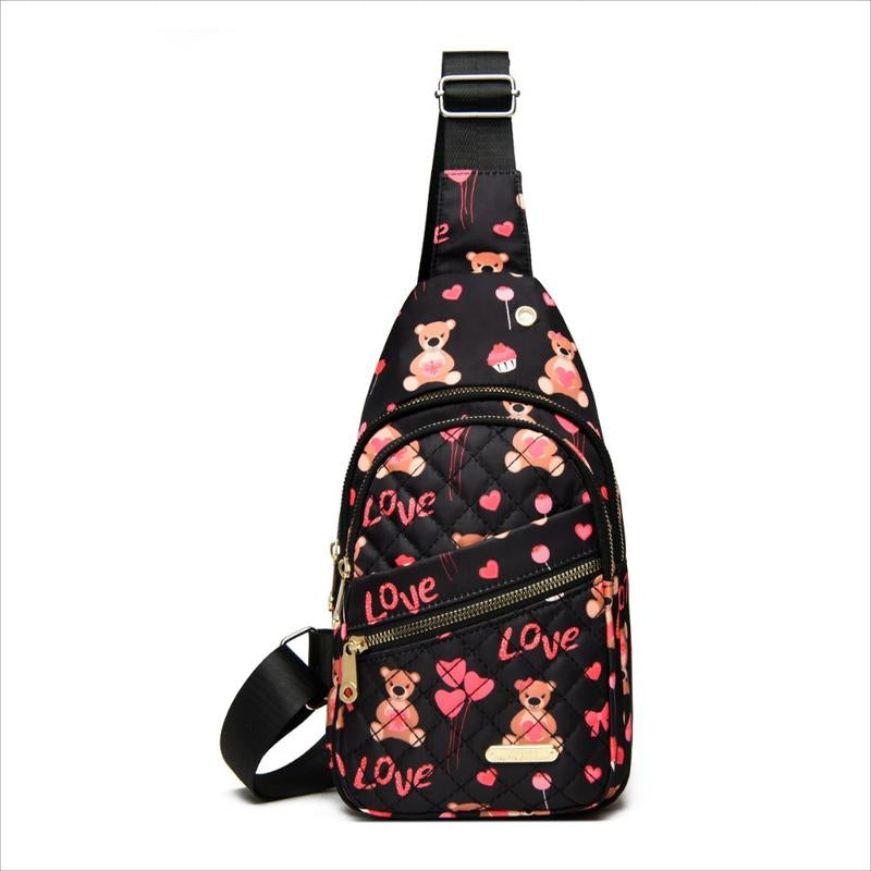 Maxoner Chest Bag Adjustable Shoulder Strap, Waterproof ,Large Capacity Unisex Shoulder Crossbody Bag Multiple Compartments Convenient Sling Headphone Hole Outdoorfun