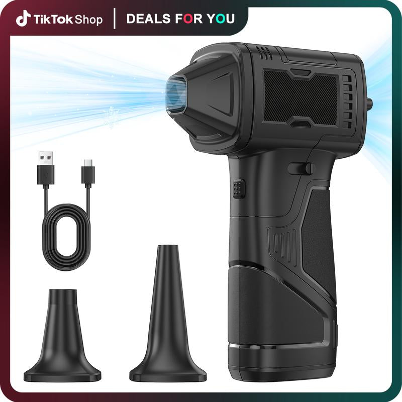 Highyes Electric Air Duster—130,000 RPM Brushless Turbo Fan, Portable Dust Blower for Cleaning Electronics, 3-Speed Cordless Blower with 4000Mah Battery, Suitable for Keyboard, Outdoor, Car and Home Cleaning