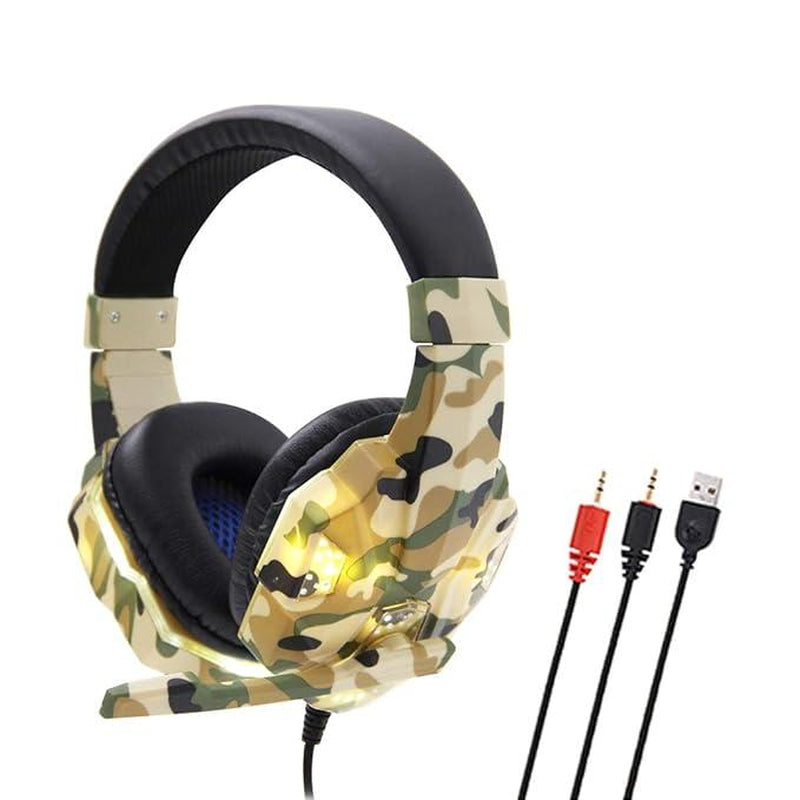 Wired Gaming Headset with LED - over Ear Noice Canceling Headphones with Microphone,Gaming Headset for Desktop Pc,Audio Earbud Electronic Accessories Mic Multicolor