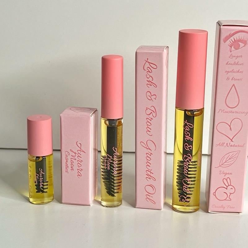 Aurora Moon Cosmetics All Natural Lash & Brow Growth Oil Makeup Lipgloss Avocado Mascara Nourishing Argan Oil Castor Oil Eyelash Oil Serum Eyebrow Growth Serum Jojoba
