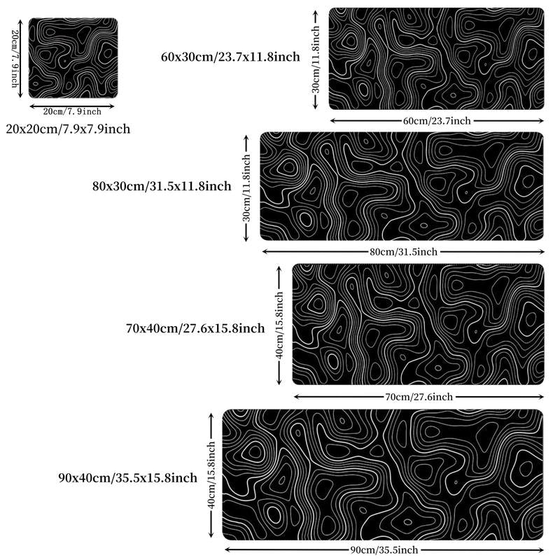 Terrain Line Contour Design Gaming Mouse Pad, 1 Count Anti-Slip Washable Enlarged Mouse Pad, Fashion Desk Decorative Pad for Home & Office, Gifts for Gamer & Boyfriend