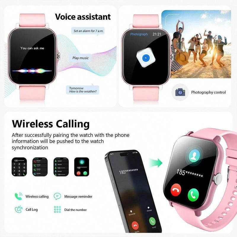 1.83 Inch Full Touchscreen Sports Smartwatches, BT Calls, Message Alerts, 100+ Exercise Modes Fitness Tracker, Weather Forecast, Music Player, Men'S and Women'S Wearable Devices for Android and IOS, Outdoor Smartwatch, Gift