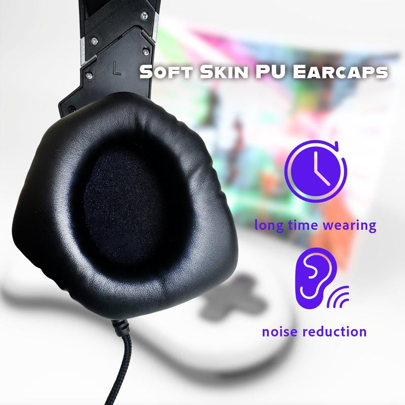 Wired Gaming Headset with LED - over Ear Noice Canceling Headphones with Microphone,Gaming Headset for Desktop Pc,Audio Earbud Electronic Accessories Mic Multicolor