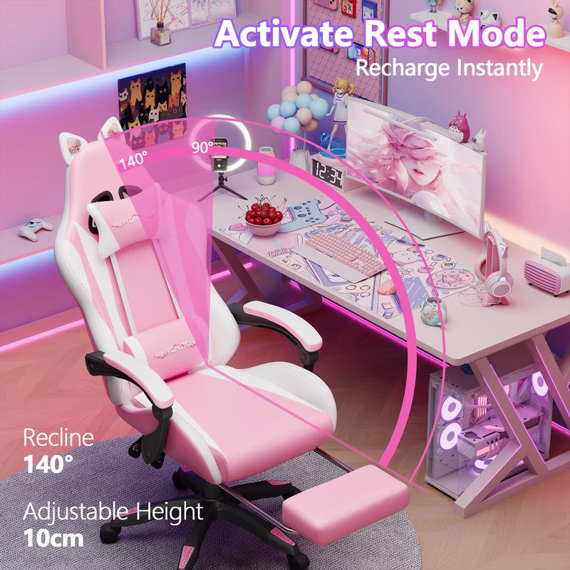 【Wider Seat】Mr IRONSTONE Gaming Chair with Speakers and Rgb Lighting Ergonomic Massage Computer Gaming Chair with Broaden Cusion and Footrest High Back Video Game Chair for Adults Kids Boyfriend Father'S Gift, Blue Black and Pink, Dealsforyoudays