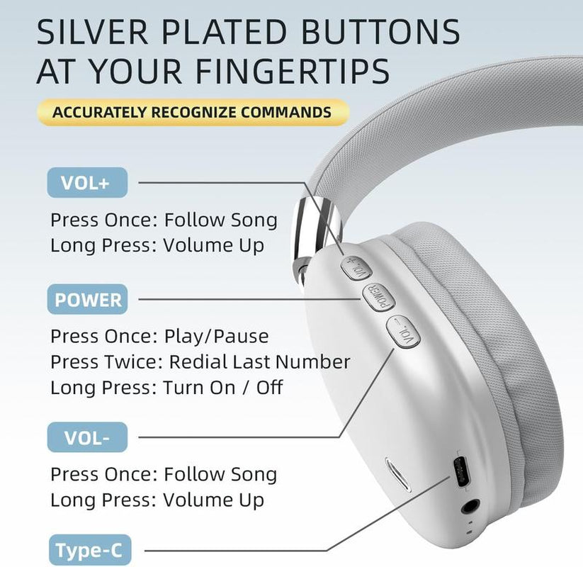 Bluetooth Headset,Wireless Headset,Noise Cancelling Headset,Lightweight and Foldable Headset with Built-In Microphone,Hd Audio Headset for Mobile Phones,Computers,Mp3 and Other Devices