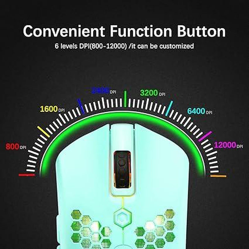MAMBASNAKE Wired Gaming Keyboard and Mouse Combo,Blue LED Backlit Mechanical Keyboard,12K DPI RGB Ultra Light Gaming Mouse,Gaming Mouse Pad for PC Gamer(Macaron Green)