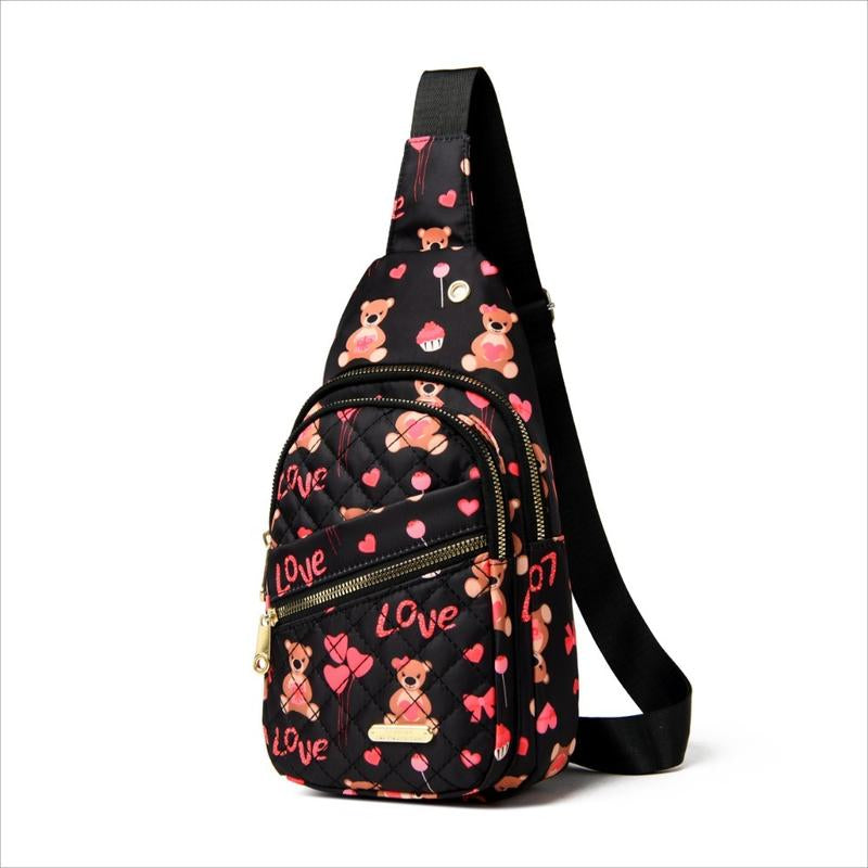 Maxoner Chest Bag Adjustable Shoulder Strap, Waterproof ,Large Capacity Unisex Shoulder Crossbody Bag Multiple Compartments Convenient Sling Headphone Hole Outdoorfun