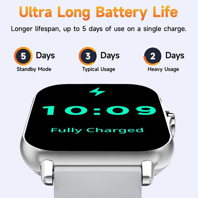 1.83 Inch Full Touchscreen Sports Smartwatches, BT Calls, Message Alerts, 100+ Exercise Modes Fitness Tracker, Weather Forecast, Music Player, Men'S and Women'S Wearable Devices for Android and IOS, Outdoor Smartwatch, Gift