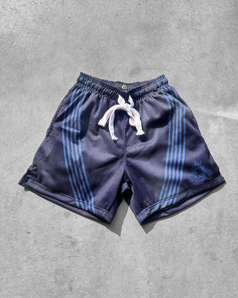 Rise Apparel Mens Mesh Shorts with Striped Design Front Zipper Closure & Embroidered "R" Logo Casual Style for Men Vintage Drawstring Classic Fit Outdoor Activities with Side Pockets - Menswear