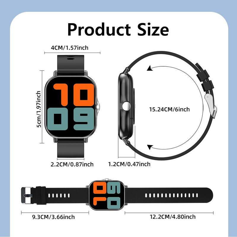 1.83 Inch Full Touchscreen Sports Smartwatches, BT Calls, Message Alerts, 100+ Exercise Modes Fitness Tracker, Weather Forecast, Music Player, Men'S and Women'S Wearable Devices for Android and IOS, Outdoor Smartwatch, Gift