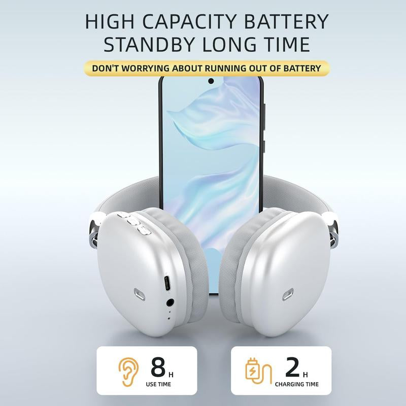Bluetooth Headset,Wireless Headset,Noise Cancelling Headset,Lightweight and Foldable Headset with Built-In Microphone,Hd Audio Headset for Mobile Phones,Computers,Mp3 and Other Devices