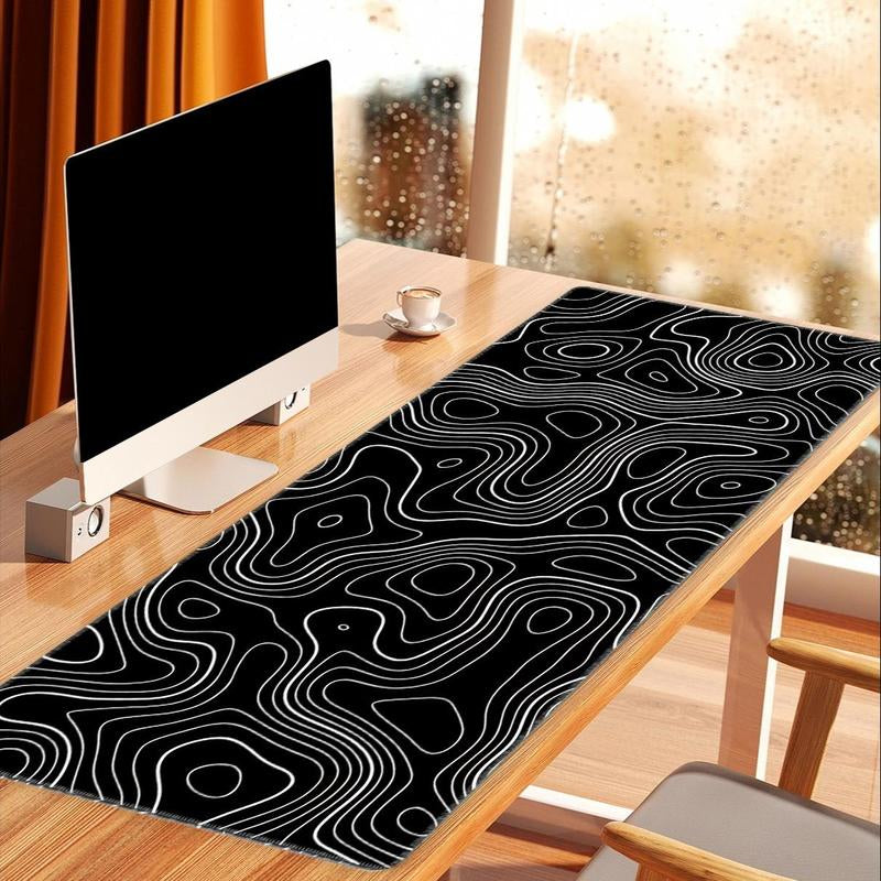 Terrain Line Contour Design Gaming Mouse Pad, 1 Count Anti-Slip Washable Enlarged Mouse Pad, Fashion Desk Decorative Pad for Home & Office, Gifts for Gamer & Boyfriend