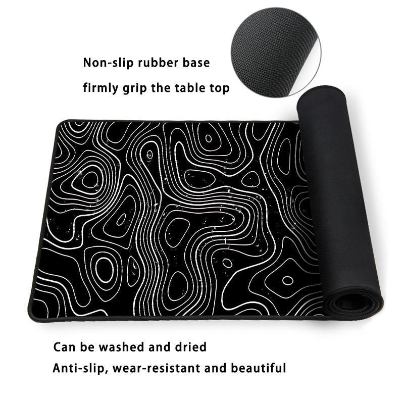 Terrain Line Contour Design Gaming Mouse Pad, 1 Count Anti-Slip Washable Enlarged Mouse Pad, Fashion Desk Decorative Pad for Home & Office, Gifts for Gamer & Boyfriend