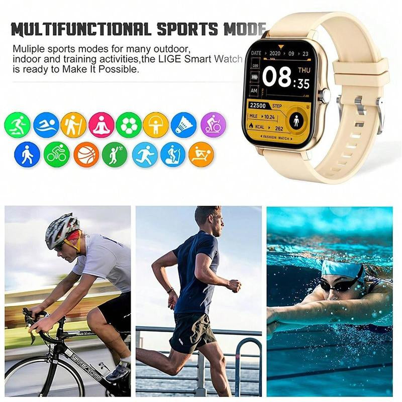 1.83 Inch Full Touchscreen Sports Smartwatches, BT Calls, Message Alerts, 100+ Exercise Modes Fitness Tracker, Weather Forecast, Music Player, Men'S and Women'S Wearable Devices for Android and IOS, Outdoor Smartwatch, Gift