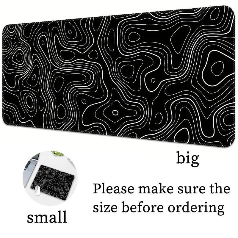 Terrain Line Contour Design Gaming Mouse Pad, 1 Count Anti-Slip Washable Enlarged Mouse Pad, Fashion Desk Decorative Pad for Home & Office, Gifts for Gamer & Boyfriend