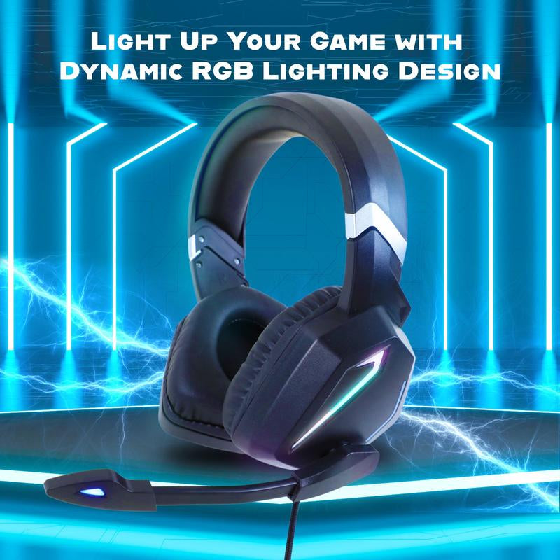 Wired Gaming Headset with LED - over Ear Noice Canceling Headphones with Microphone,Gaming Headset for Desktop Pc,Audio Earbud Electronic Accessories Mic Multicolor