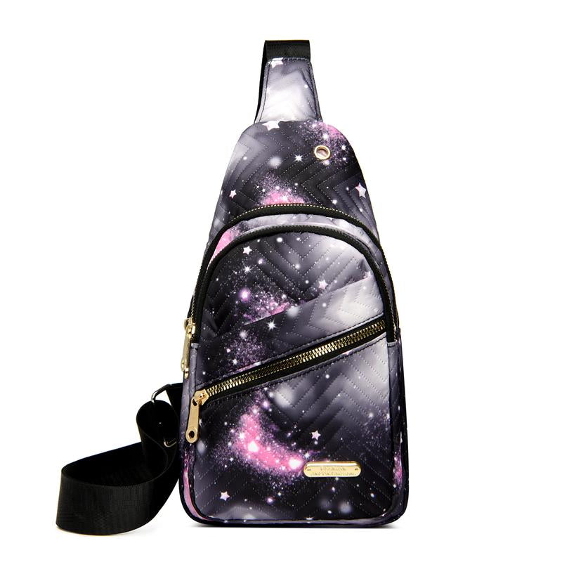 Maxoner Chest Bag Adjustable Shoulder Strap, Waterproof ,Large Capacity Unisex Shoulder Crossbody Bag Multiple Compartments Convenient Sling Headphone Hole Outdoorfun