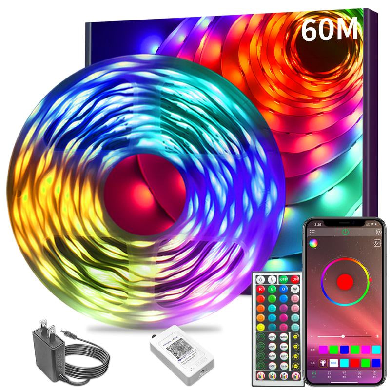 200FT 100FT 50FT LED Strip Lights with APP and Remote Bluetooth Connection Music Sync RGB Timer Lights for Bedroom and Living Room Home Decorations for Party and Games Amazing Vibes