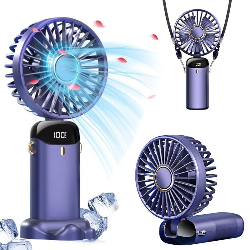 USB Rechargeable Handheld Portable Fan with Phone Holder for Iphone Android Mobile Phone, Cooling Fan with Digital Display, Portable Mini Fan, 90° Ajustable Handheld Fan for Outdoor Sports