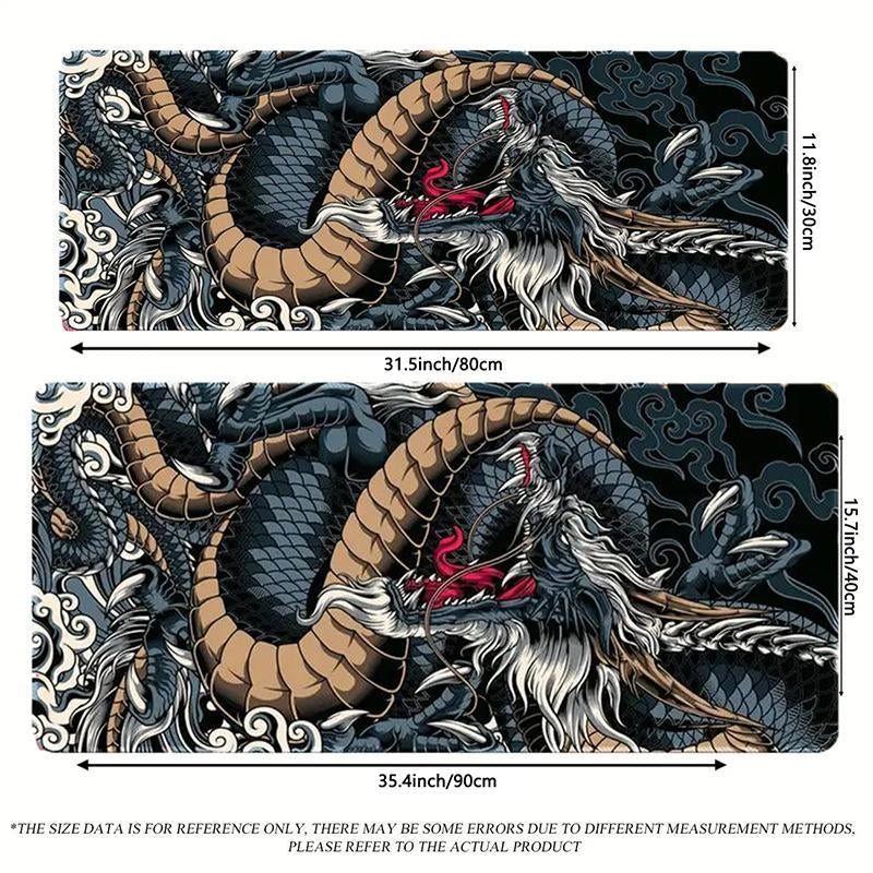 Rectangle Mouse Pad, 1 Count Smooth Mouse Movement & Waterproof Base Mouse Mat, Dragon Pattern Mouse Pad for Office Laptop & Home