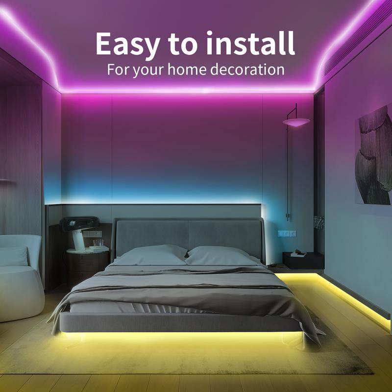 200FT 100FT 50FT LED Strip Lights with APP and Remote Bluetooth Connection Music Sync RGB Timer Lights for Bedroom and Living Room Home Decorations for Party and Games Amazing Vibes