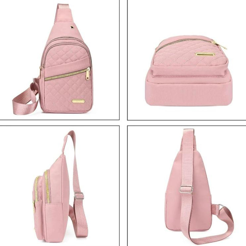 Maxoner Chest Bag Adjustable Shoulder Strap, Waterproof ,Large Capacity Unisex Shoulder Crossbody Bag Multiple Compartments Convenient Sling Headphone Hole Outdoorfun