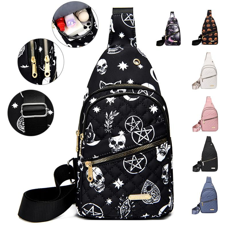 Maxoner Chest Bag Adjustable Shoulder Strap, Waterproof ,Large Capacity Unisex Shoulder Crossbody Bag Multiple Compartments Convenient Sling Headphone Hole Outdoorfun