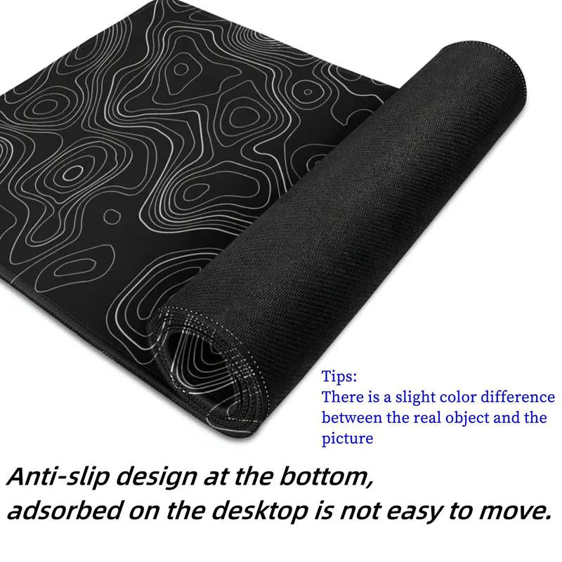 Terrain Line Contour Design Gaming Mouse Pad, 1 Count Anti-Slip Washable Enlarged Mouse Pad, Fashion Desk Decorative Pad for Home & Office, Gifts for Gamer & Boyfriend