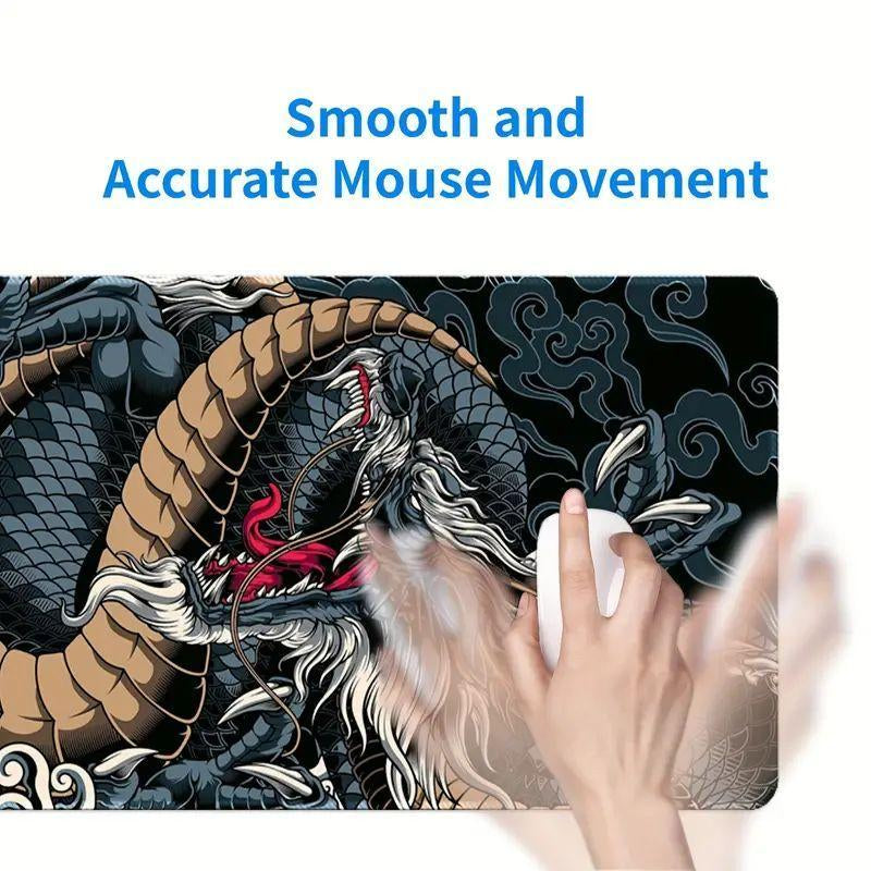 Rectangle Mouse Pad, 1 Count Smooth Mouse Movement & Waterproof Base Mouse Mat, Dragon Pattern Mouse Pad for Office Laptop & Home