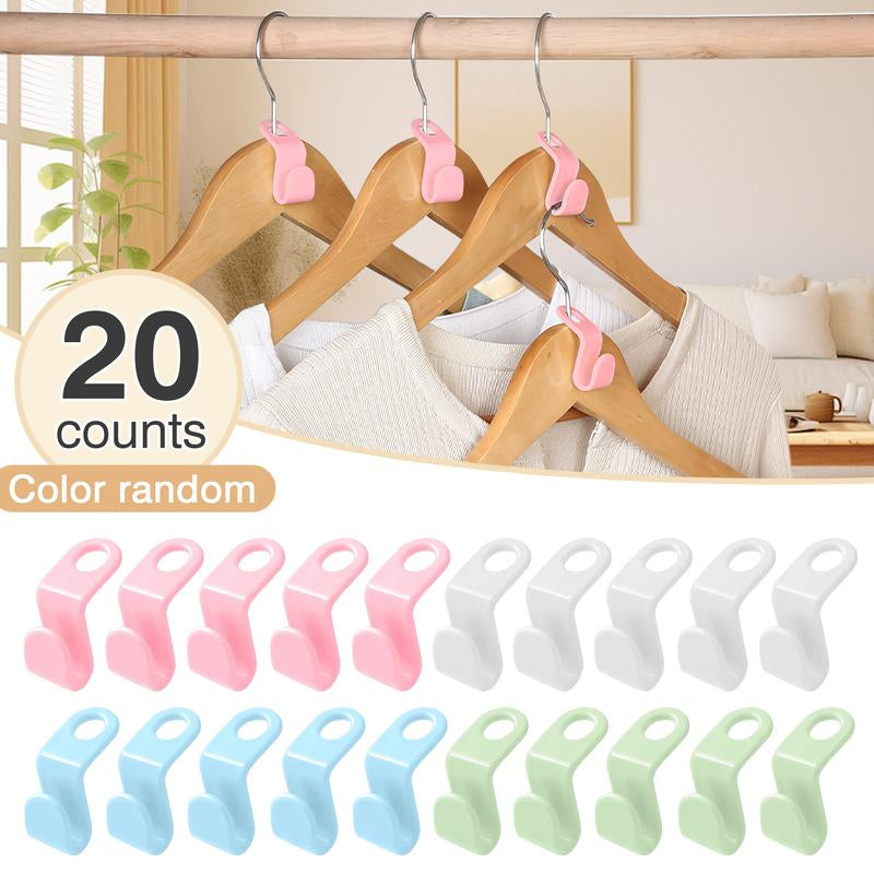 Space Saving Hangers Connector Hooks 20 Counts, High Load-Bearing Clothes Hanger Connector Hooks, Hooks for Hangers, Random Colors