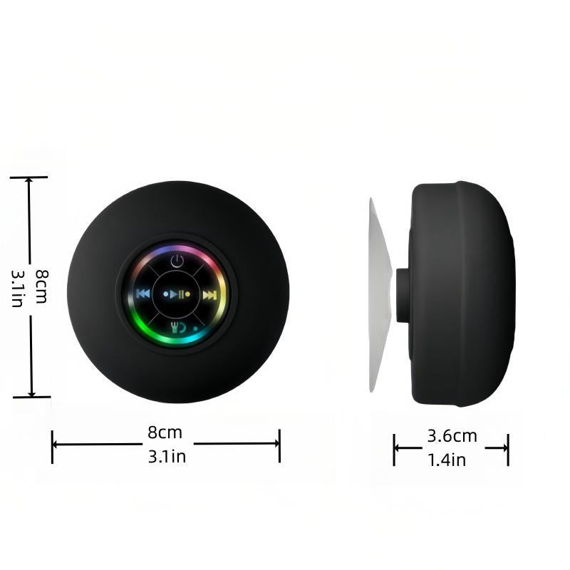 Waterproof Multifunctional Wireless Speaker, Portable Suction Cup Bluetooth-Compatible Speaker with LED Light, Rechargeable Speaker for Home, Bathroom, Outdoor, Men Gifts, USB Rechargeable Speaker