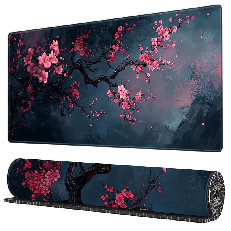 BHJLAXR Cherry Blossom Pattern Mouse Pad, 1 Count Rectangle Gaming Mouse Pad, Anti-Slip Rubber Base Mouse Mat for Work, Gaming, Office Desk Mat