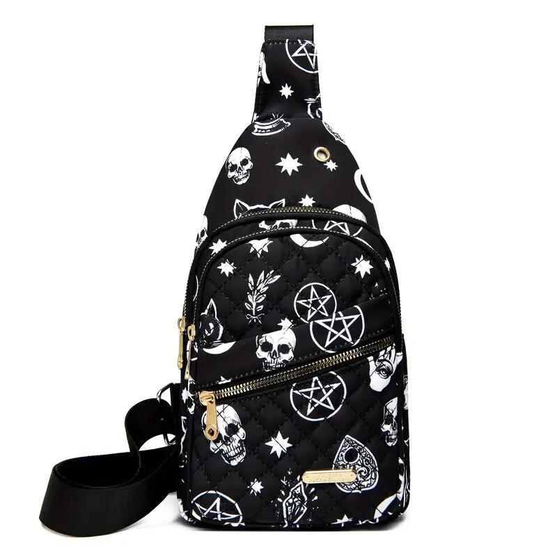 Maxoner Chest Bag Adjustable Shoulder Strap, Waterproof ,Large Capacity Unisex Shoulder Crossbody Bag Multiple Compartments Convenient Sling Headphone Hole Outdoorfun