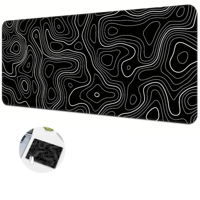 Terrain Line Contour Design Gaming Mouse Pad, 1 Count Anti-Slip Washable Enlarged Mouse Pad, Fashion Desk Decorative Pad for Home & Office, Gifts for Gamer & Boyfriend