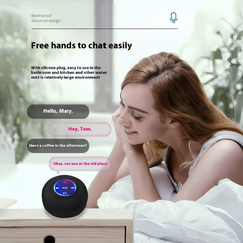 Waterproof Multifunctional Wireless Speaker, Portable Suction Cup Bluetooth-Compatible Speaker with LED Light, Rechargeable Speaker for Home, Bathroom, Outdoor, Men Gifts, USB Rechargeable Speaker