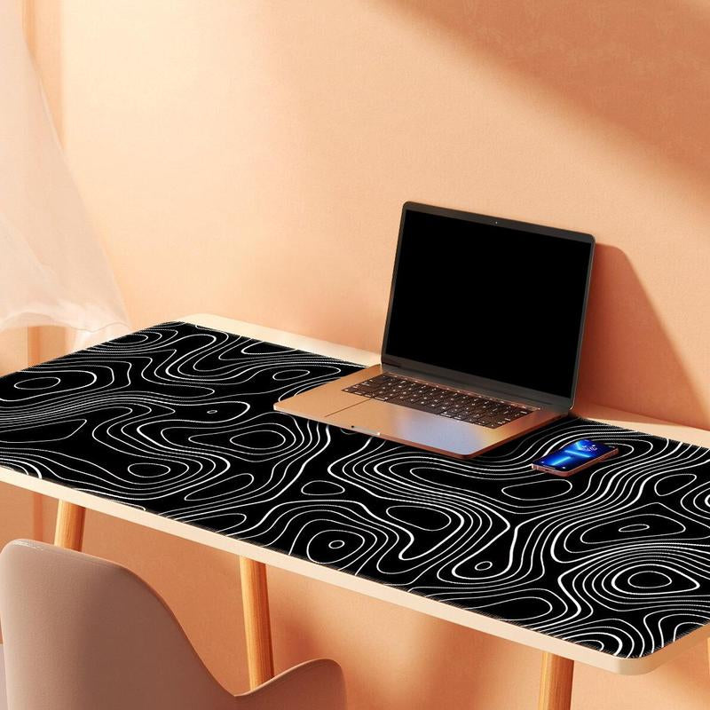 Terrain Line Contour Design Gaming Mouse Pad, 1 Count Anti-Slip Washable Enlarged Mouse Pad, Fashion Desk Decorative Pad for Home & Office, Gifts for Gamer & Boyfriend
